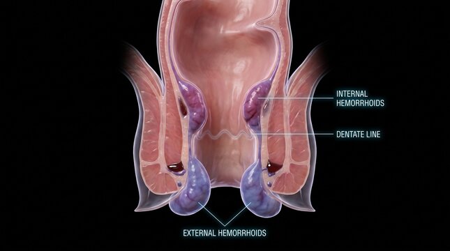Internal and External Hemorrhoids Anal Canal Anatomy Model