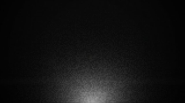 White halftone dot semicircle on black background