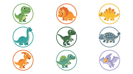 Dinosaur circle icons. © Aan