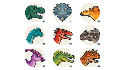 Dinosaur head icons. © Aan