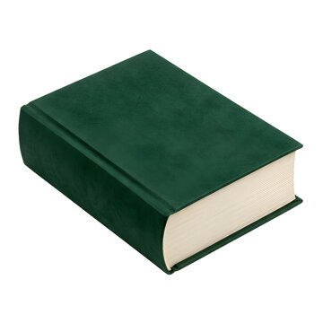 Green hardcover book isolated on transparent background