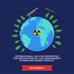 Fototapeta premium International Day for Preventing the Exploitation of the Environment in War and Armed Conflict Poster illustration