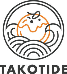Fototapeta premium Round food logo with snack and ocean waves