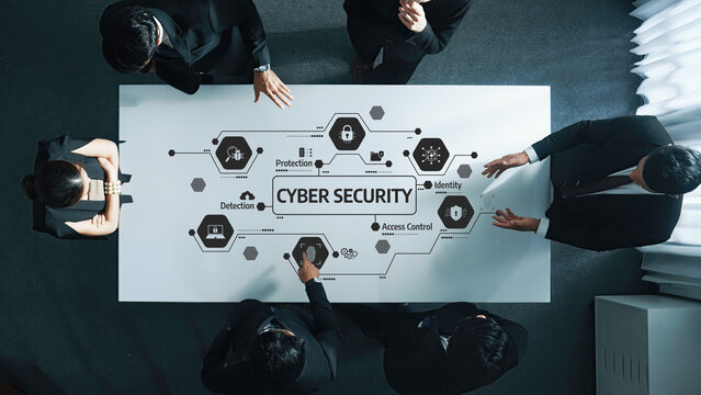 Collaborative Cyber Security Strategies with Professionals Analyzing Data and Concepts in a Modern Office Setting. Amity
