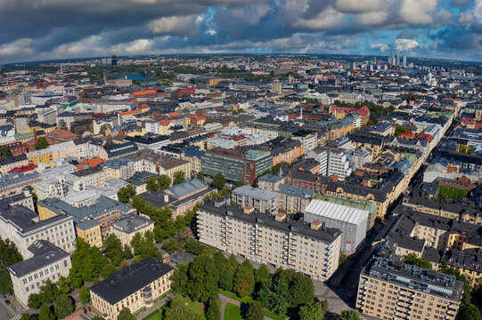 Aerial Drone View of Helsinki, Finland