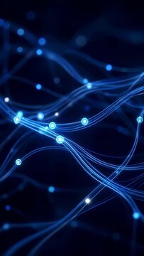 Abstract Blue Nodes Background with Glowing Data Light, Dynamic Curves and Futuristic Digital Energy Patterns for Technology Wallpaper Design
