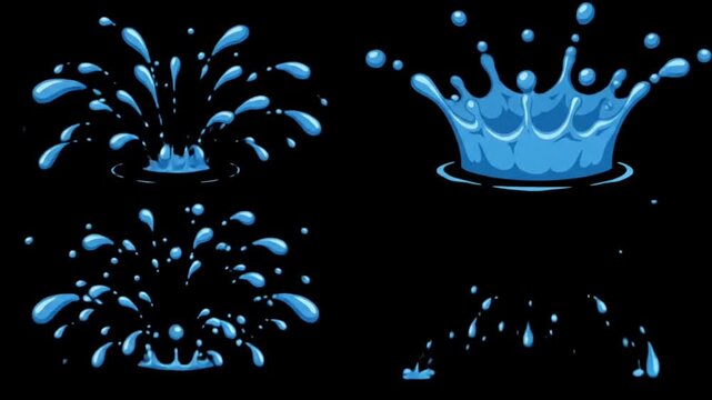 Cartoon Water Splash Explosion Effect Green Screen Black Screen Liquid Burst Overlay 