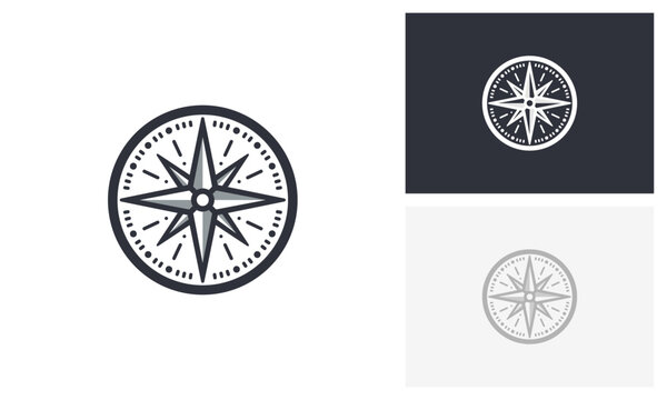 Compass Rose Navigation Symbol Minimalist Logo Design Kit