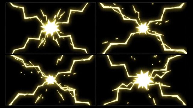 Cartoon Lightning Electric Burst Effect Green Screen Black Screen Thunder Zap Overlay