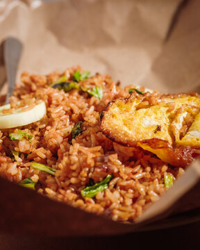 Simple street-side fried rice&mdash;looking tempting and tasting delicious&mdash;in the Jimbaran area, Bali, Indonesia, October 2, 2026.