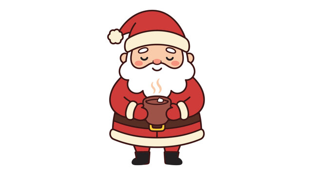 Cute Santa Claus holding hot chocolate mug
