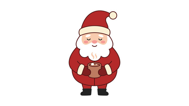 Cute Santa Claus holding hot cocoa mug