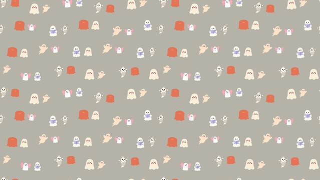 Cute Halloween Ghosts and Tombstones Pattern