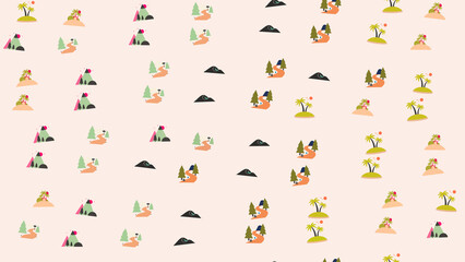 Seamless pattern of nature and travel illustrations © salma
