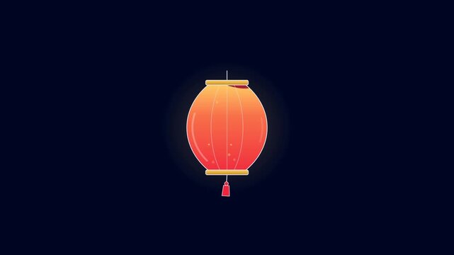 Traditional oriental lantern filling with glowing red liquid loop on dark background