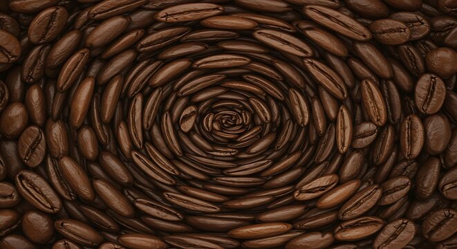 Abstract Swirling Pattern of Roasted Coffee Beans.