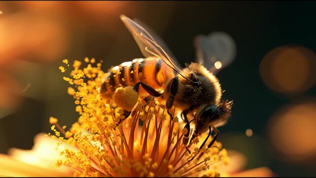 Bees collect nectar and pollinate flowers in a bright garden filled with blossoms. The process highlights their role in nature.