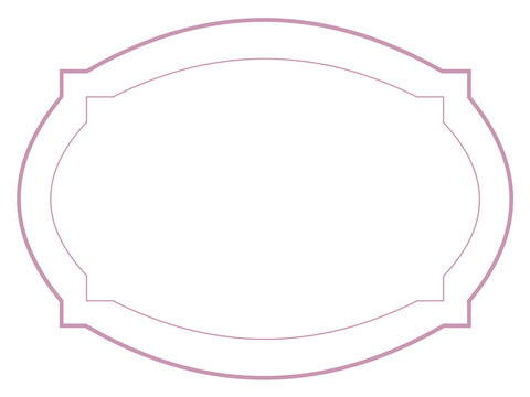 Dusty pink ornate double-line frame with curved edges, vintage decorative label border, empty copy space
