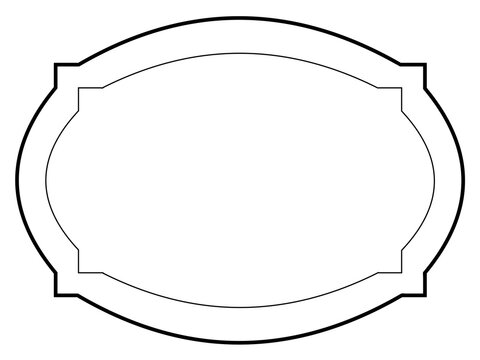 Black ornate double-line frame with curved edges, vintage decorative label border, empty copy space