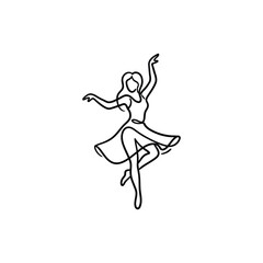 Elegant single line drawing of a ballet dancer in motion. © h4kunA