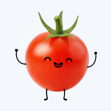 Cheerful cartoon tomato character