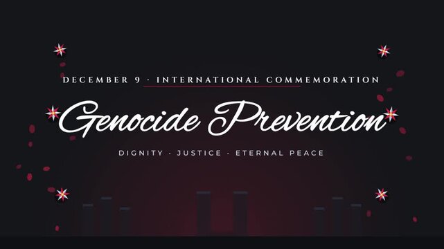 International Commemoration of Genocide Prevention design on December 9 with dignity theme.
