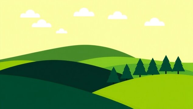 Serene landscape with rolling hills