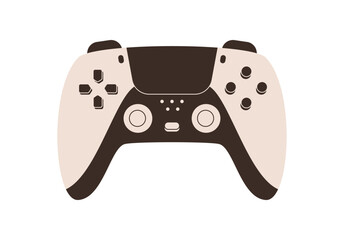 Modern flat controller in black and white colors. Gamepad as a video game device with button and pad element. Y2k gadget icon for videogame control device, ideal for entertainment play concept. © Moonnoon
