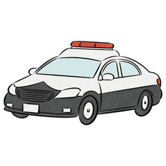 パトカーの手描きイラスト © 猪口ハル