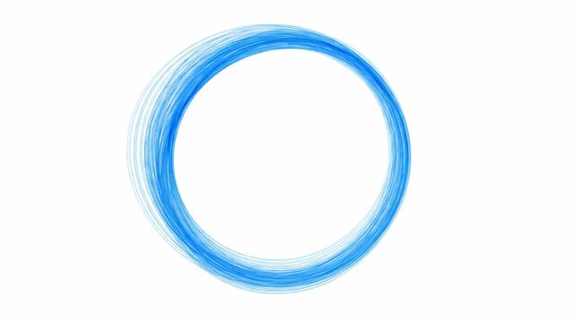 Blue sketchy hand drawn circle animation looping on white background digital graphic resource footage clip