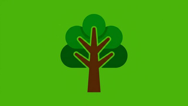 Growing tree animation evolving from simple triangle shape into detailed botanical vector illustration with branches video footage