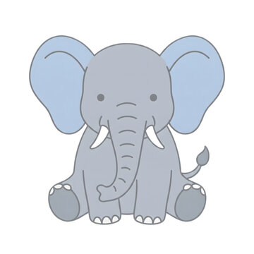 Cute cartoon baby elephant clipart for kids educational materials and