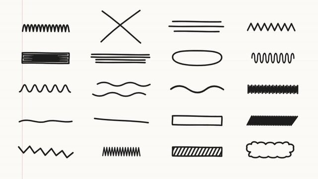 Hand drawn doodle lines and shapes on notebook paper background
