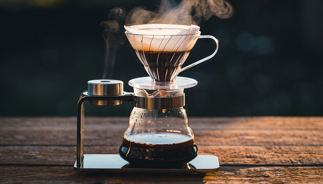 coffee maker on a wooden table