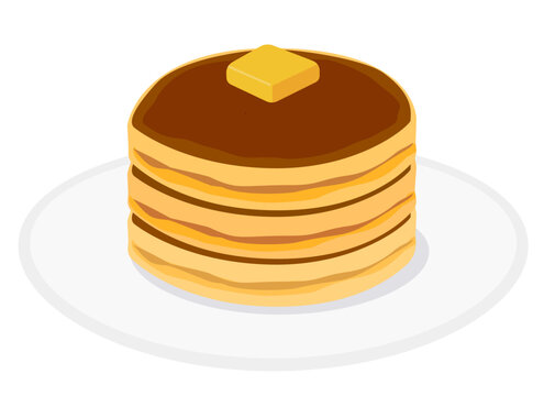 バターの乗った三段重ねの美味しそうなホットケーキ