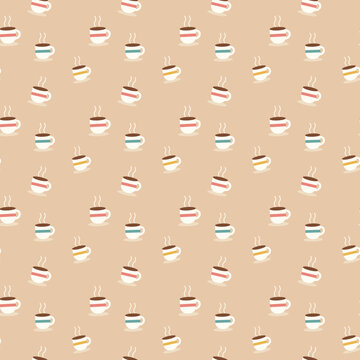 Steaming coffee cups for warm beverage enjoyment patterns.