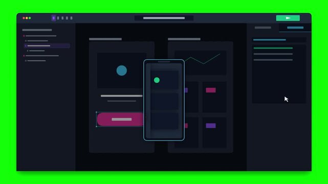 Modern software ui design tool interface on green screen background