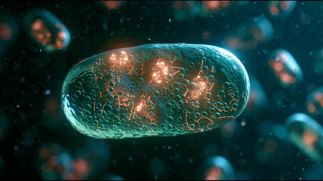 Bacteria are observed under a microscope, displaying multiple changes and activities over time, highlighting their dynamic nature.