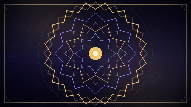 Indigo Islamic Medallion Ornamental Loop - Persian Star Pattern Dark 4K Background