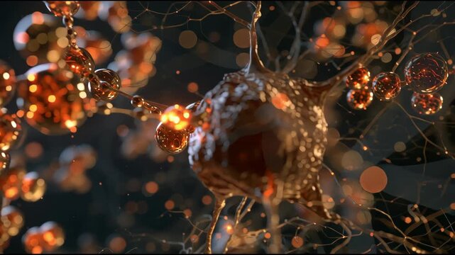 The lively connections and interactions between neurons and synapses in a detailed microscopic view.