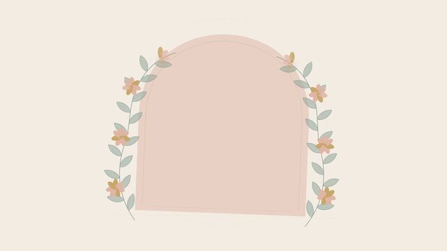 Self care isn't selfish quote in pink arch frame with growing floral wreath and butterfly on cream background