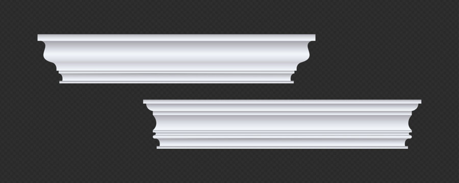 Classic Decorative Wall and Ceiling Molding Set &ndash; Elegant Crown Molding, Baseboard, and Architectural Trim Vector Collection