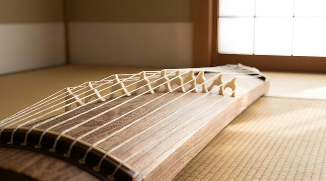 Japanese Koto Strings in Tatami Room