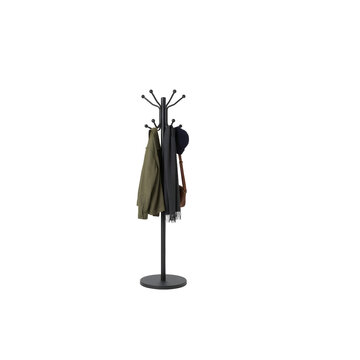 Standing coat rack with jackets and accessories