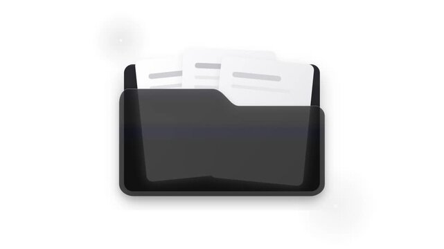 Minimalist Digital Folder Icon with Internal Document Pages