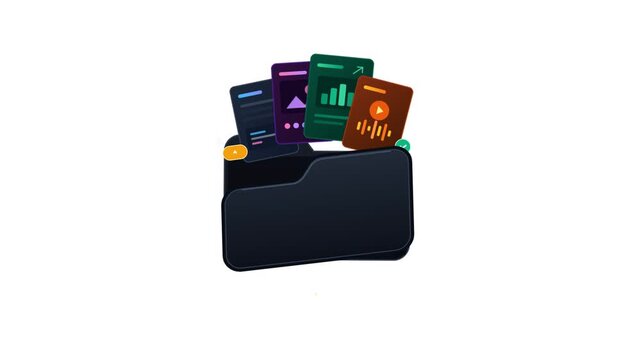 Digital Folder Organizing Diverse Media Files and Data Assets