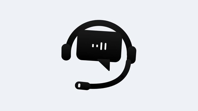 Customer Support Headset Icon with Speech Bubble Graphic