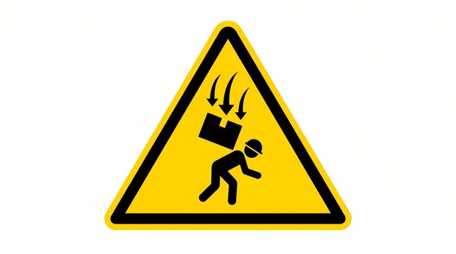Yellow Triangular Safety Warning Sign for Falling Objects and Overhead Hazards