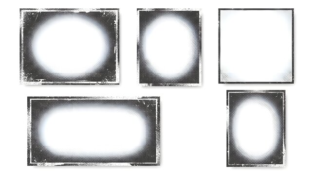 Various vintage rectangular photo frames with grunge and distressed borders