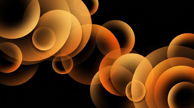 Overlapping golden circles on a solid black background
